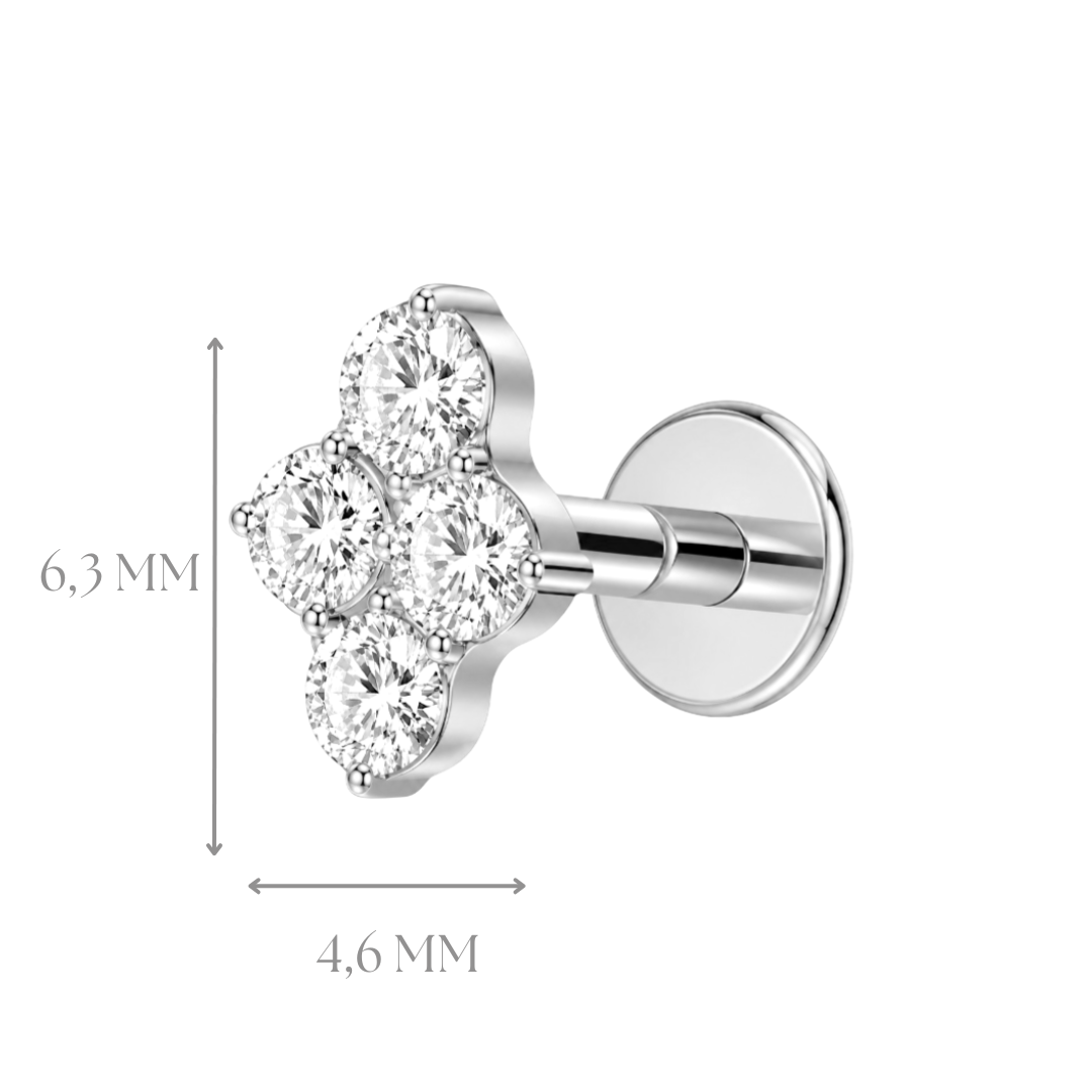 Implant Grade ASTM F136 Titanium Labret Four Stones Oval