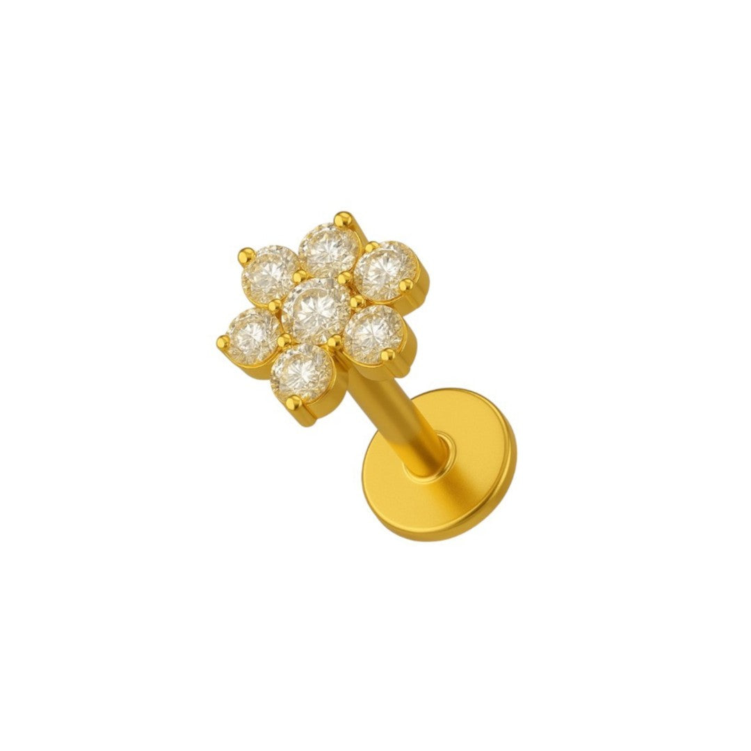 Implant Grade ASTM F136 Titanium Small CZ Flower Internaly Threaded Labret