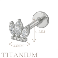 Implant Grade ASTM F136 Titanium 3 CZ Marquise With LIttle Balls Internaly Threaded Labret