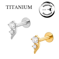 Implant Grade ASTM F136 Titanium Labret Comma Shape Two Stones