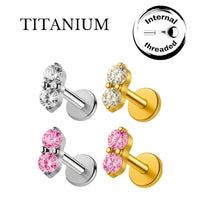 Implant Grade ASTM F136 Titanium 2 CZ Small Internaly Threaded Labret