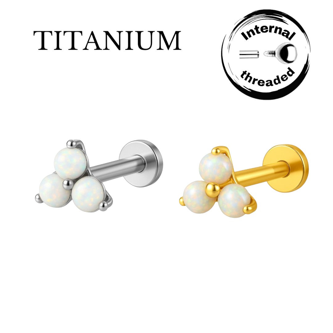 Implant Grade ASTM F136 Titanium 3 CZ Ball Middle Internaly Threaded Labret