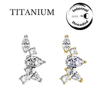 Implant Grade ASTM F136 Titanium Labret Fan Different Stones Shape
