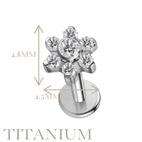 Implant Grade ASTM F136 Titanium Stone Flower Leaf Internaly Threaded Labret