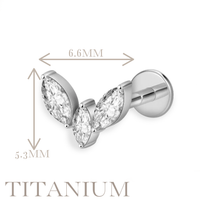 Implant Grade ASTM F136 Titanium Internaly Threaded Wing CZ Labret