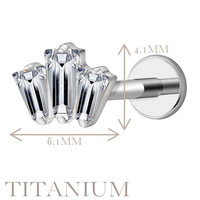 Implant Grade ASTM F136 Titanium 3 CZ Stone Square Internaly Threaded Labret