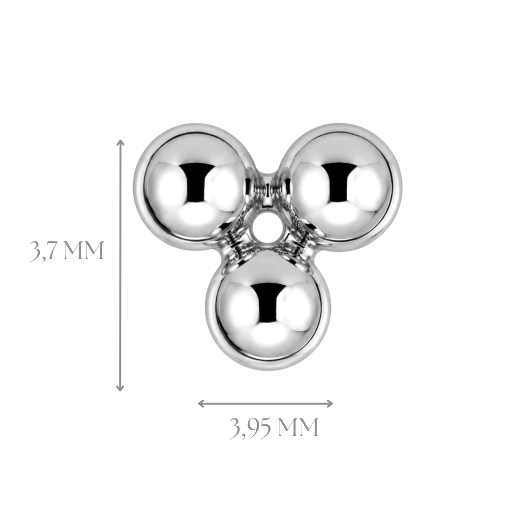Implant Grade ASTM F136 Titanium Labret 3 Round Balls No Stone