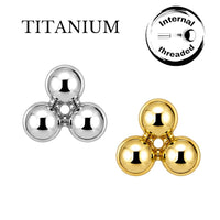 Implant Grade ASTM F136 Titanium Labret 3 Round Balls No Stone