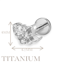 Implant Grade ASTM F136 Titanium Internaly Threaded Butterfly CZ Hart Labret