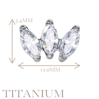 Implant Grade ASTM F136 Titanium 3 CZ Marquise 2 Lower Internaly Threaded Labret
