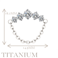 Implant Grade ASTM F136 Titanium 5 CZ Round With Chain Internaly Threaded Labret