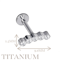 Implant Grade ASTM F136 Titanium 5 CZ Bow Internaly Threaded Labret