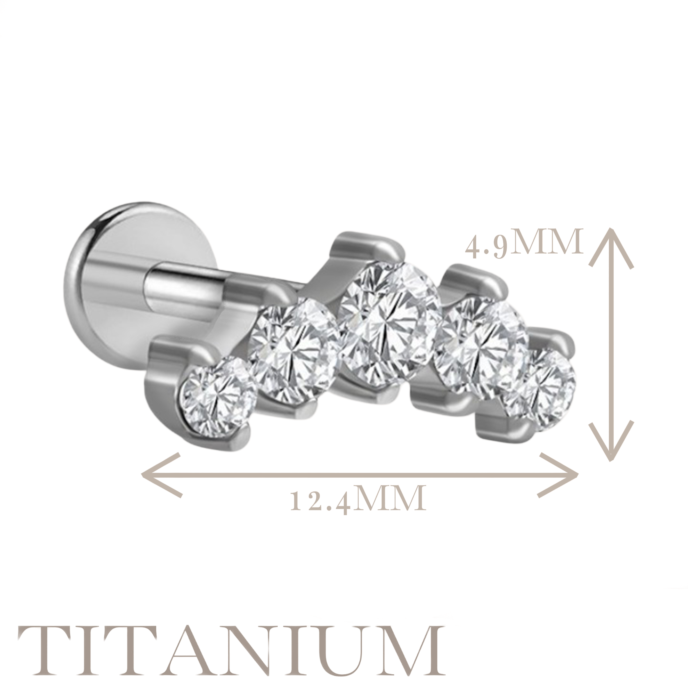 Implant Grade ASTM F136 Titanium 5 CZ Marquise Internaly Threaded Labret