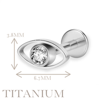 Implant Grade ASTM F136 Titanium Internaly Threaded Oval With CZ Labret