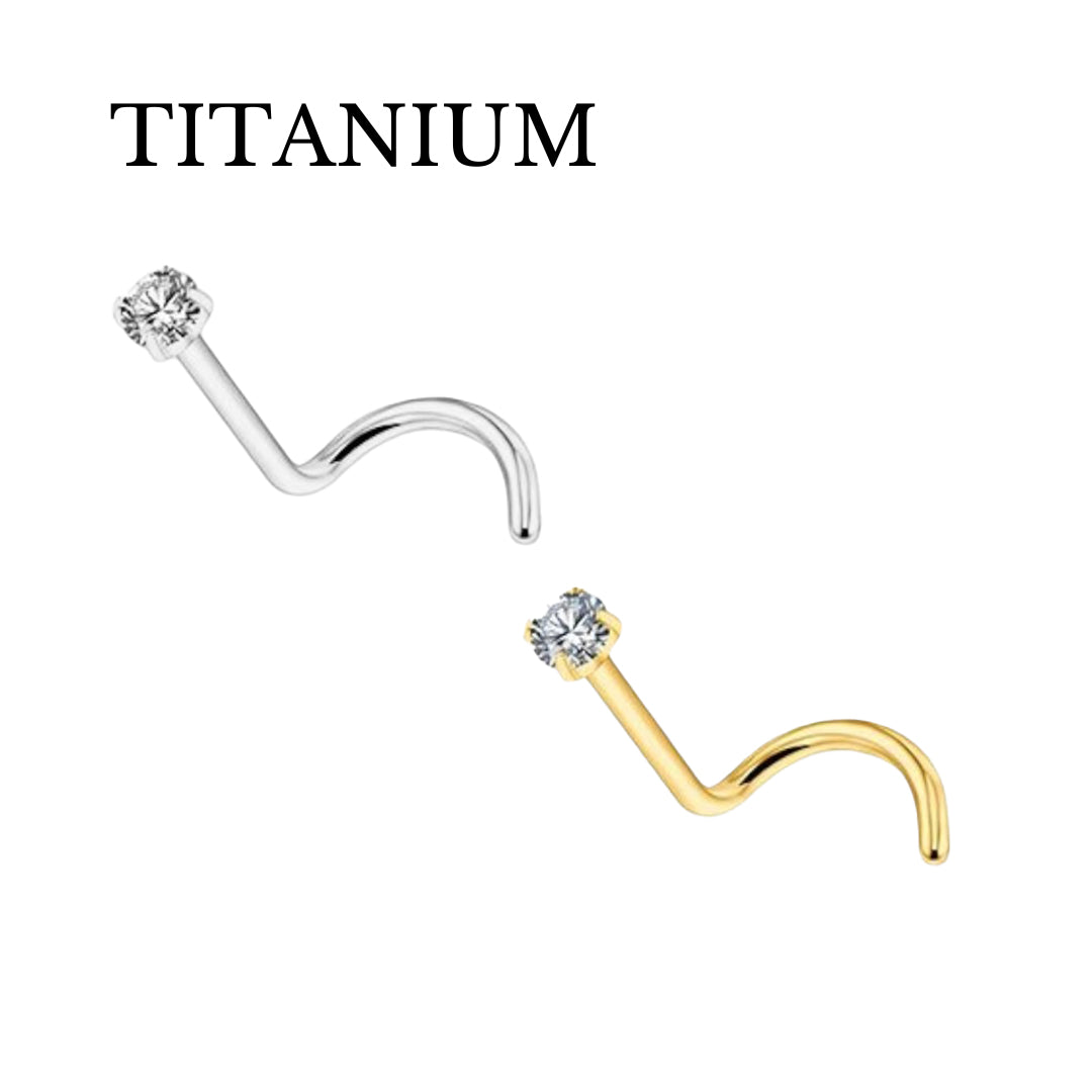 Implant Grade ASTM F136 Titanium Stone Prong Nose Screw Ring