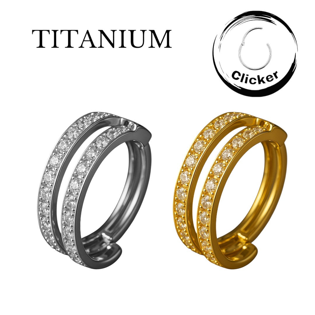 Implant Grade ASTM F136 Titanium 2 Rows Space CZ Pave Side Segment Clicker