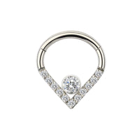 Implant Grade ASTM f136 Titanium Heart Shape CZ Pave Face With Bezel Set CZ Center Segment Clicker