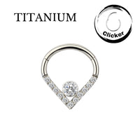 Implant Grade ASTM f136 Titanium Heart Shape CZ Pave Face With Bezel Set CZ Center Segment Clicker