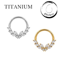Implant Grade ASTM F136 Titanium CZ Butterfly Center and 3 Marquise CZ Segment Clicker