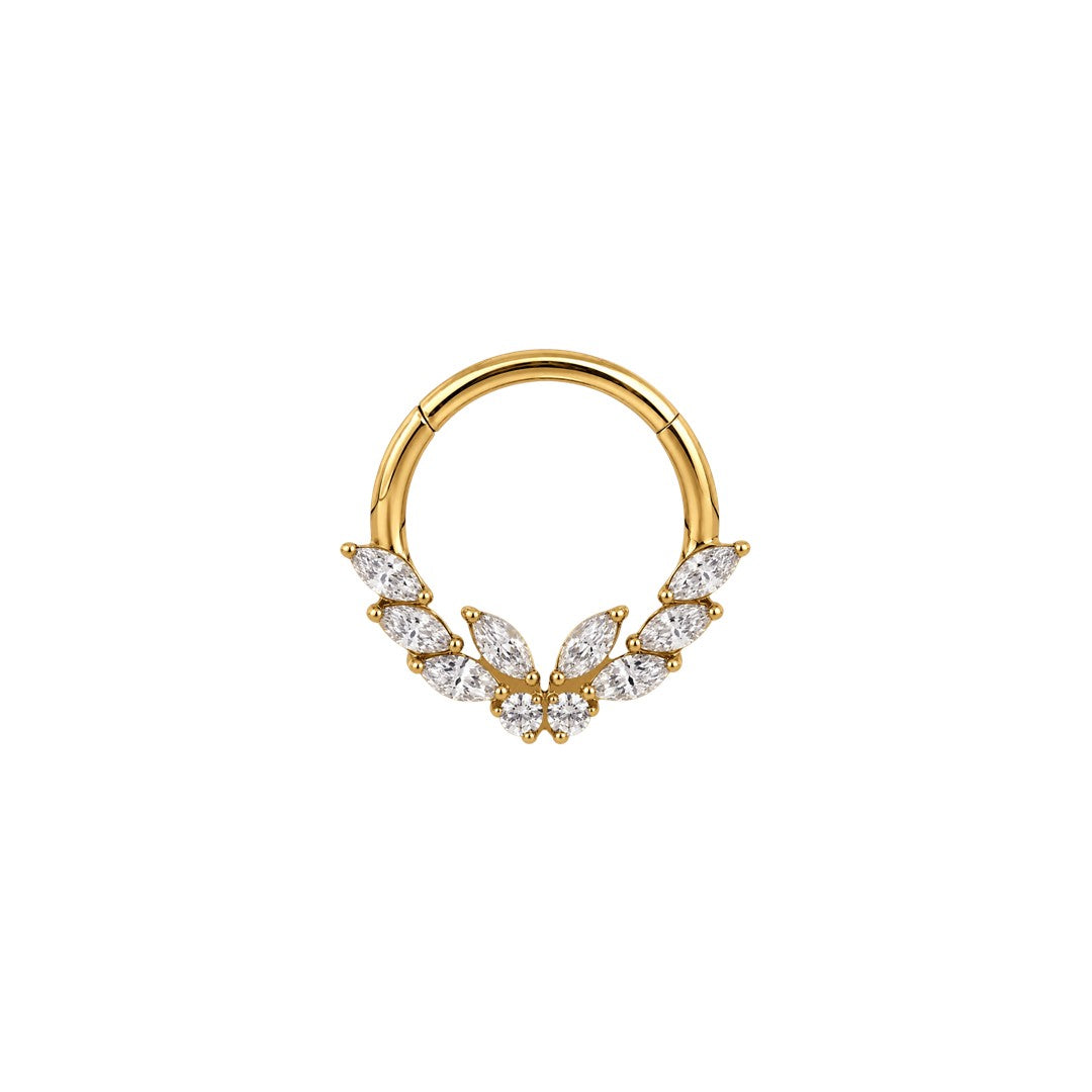 Implant Grade ASTM F136 Titanium CZ Butterfly Center and 3 Marquise CZ Segment Clicker