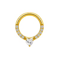 Implant Grade ASTM F136 Titanium CZ Pave Face With Heart CZ Segment Clicker