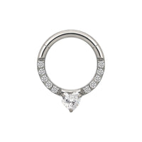 Implant Grade ASTM F136 Titanium CZ Pave Face With Heart CZ Segment Clicker