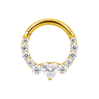 Implant Grade ASTM F136 Titanium CZ Pave Face With Heart CZ Segment Clicker