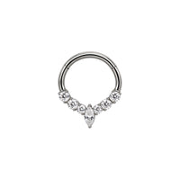 Implant Grade ASTM f136 Titanium Forward Facing CZ Fan With Marquise CZ Center Segment Clicker