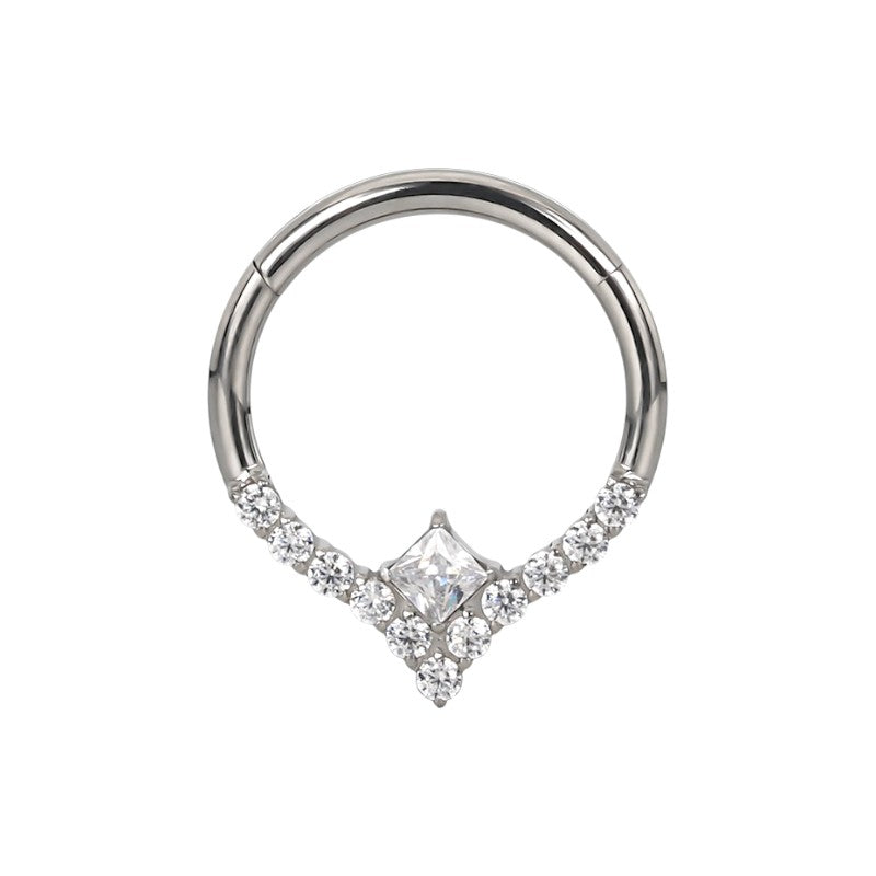 Implant Grade ASTM F136 Titanium CZ Paved Face With Square CZ Center Segment Clicker