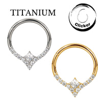 Implant Grade ASTM F136 Titanium CZ Paved Face With Square CZ Center Segment Clicker