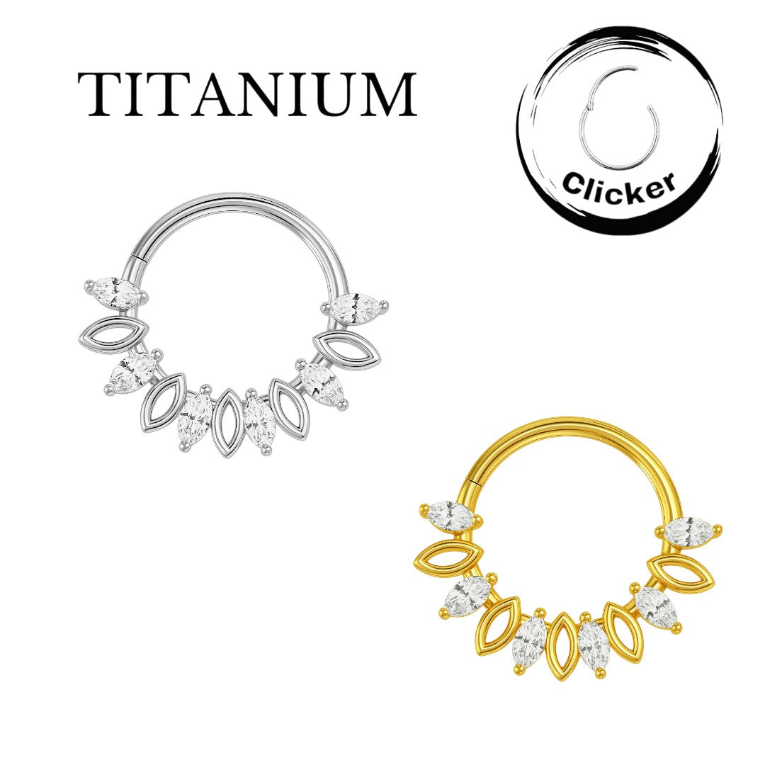 Implant Grade ASTM F136 Titanium 6 Marquise CZ Segment Clicker