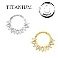 Implant Grade ASTM F136 Titanium 6 Marquise CZ Segment Clicker