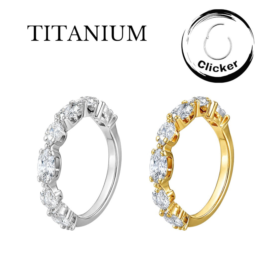Implant Grade ASTM F136 Titanium Clicker Side Stones Oval Round