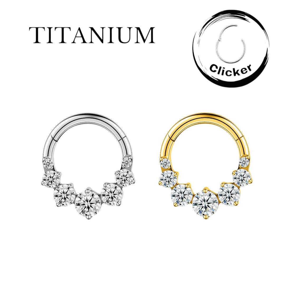 Implant Grade Titanium ASTM F136  Forward Facing 7 CZ Round Big Small Segment Clicker