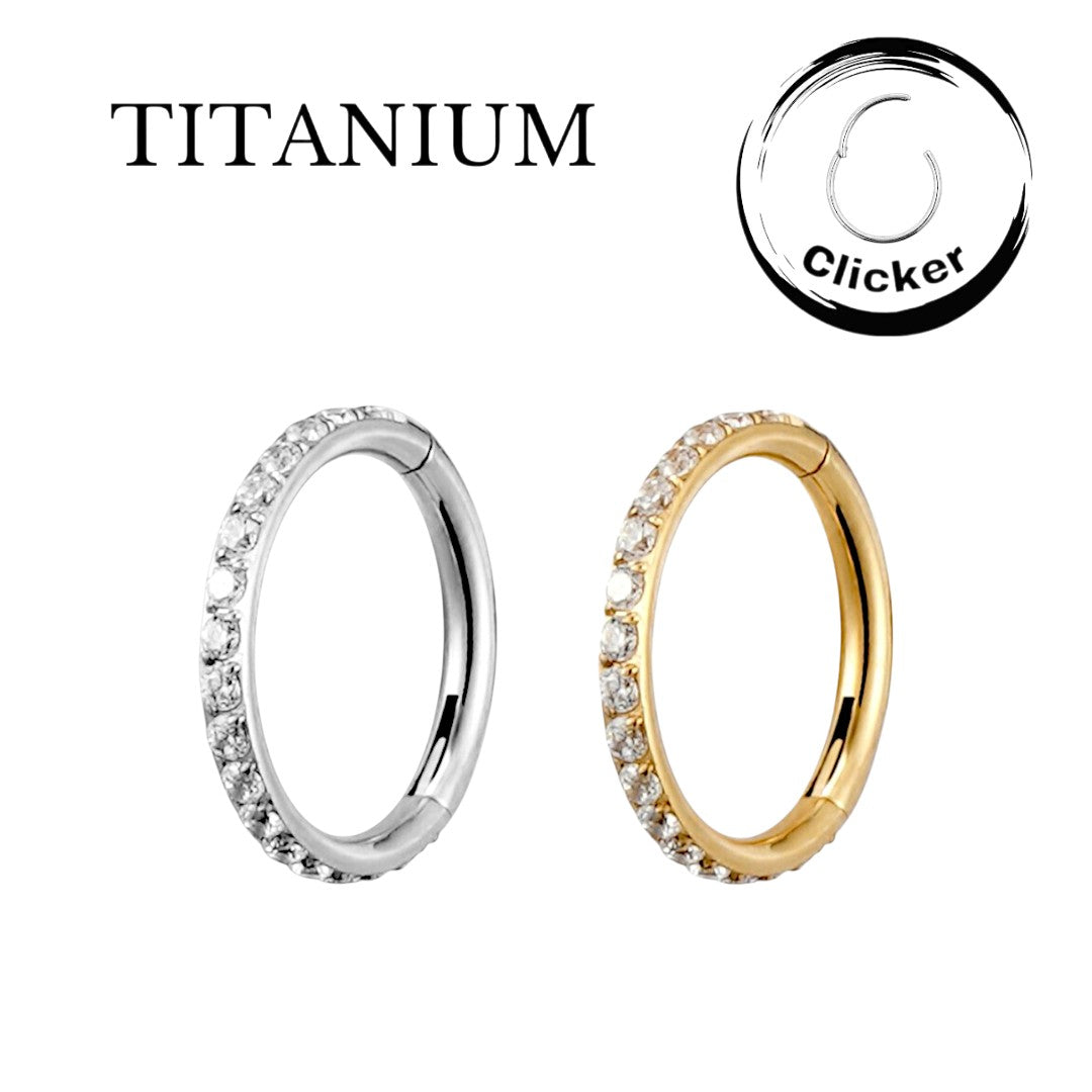 Implant Grade ASTM F136 Titanium Side Prong Set Half Circle Cubic Zircon Segment Clicker