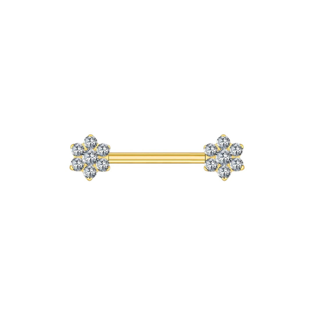 Implant Grade ASTM F136 Titanium Nipple Flower Stones Push In