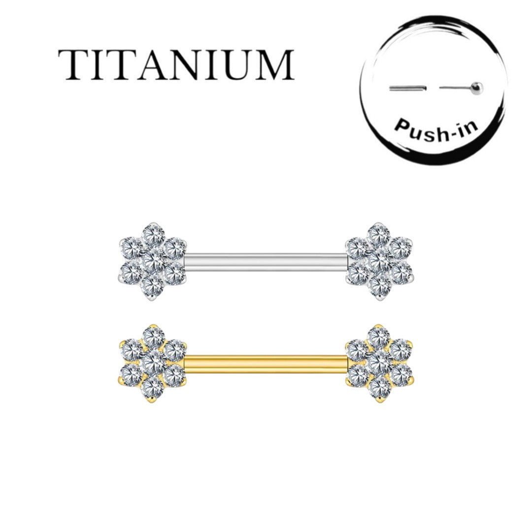 Implant Grade ASTM F136 Titanium Nipple Flower Stones Push In