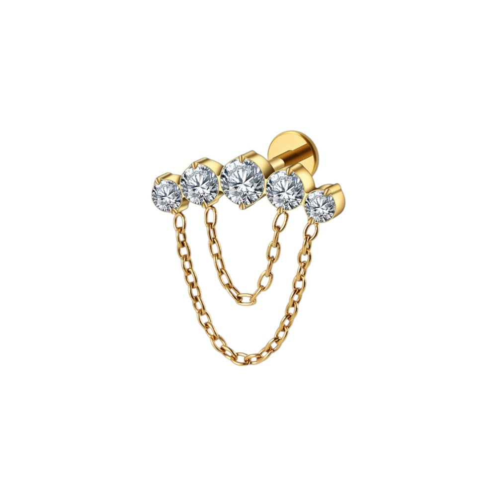 Implant Grade ASTM F136 Titanium Stone Curve Chain Internaly Threaded Labret