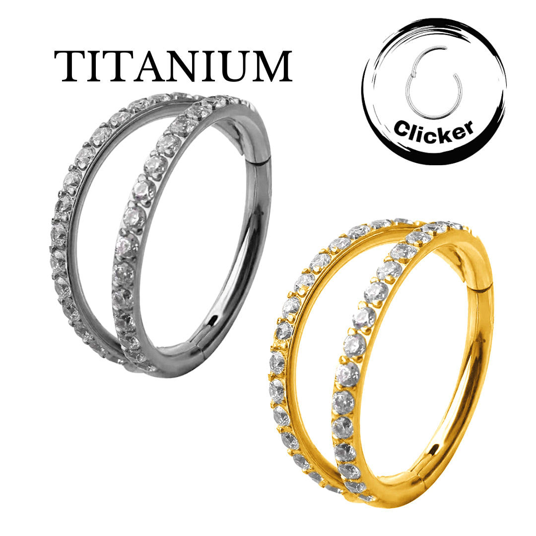 Implant Grade ASTM F136 with 2 Fans Out Design Side Facing with CZ Pave Segment Clicker