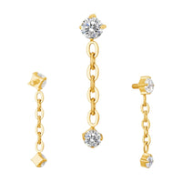 Implant Grade ASTM F136 Titanium Bezel CZ With Chain Dangle CZ Internaly Threaded Labret