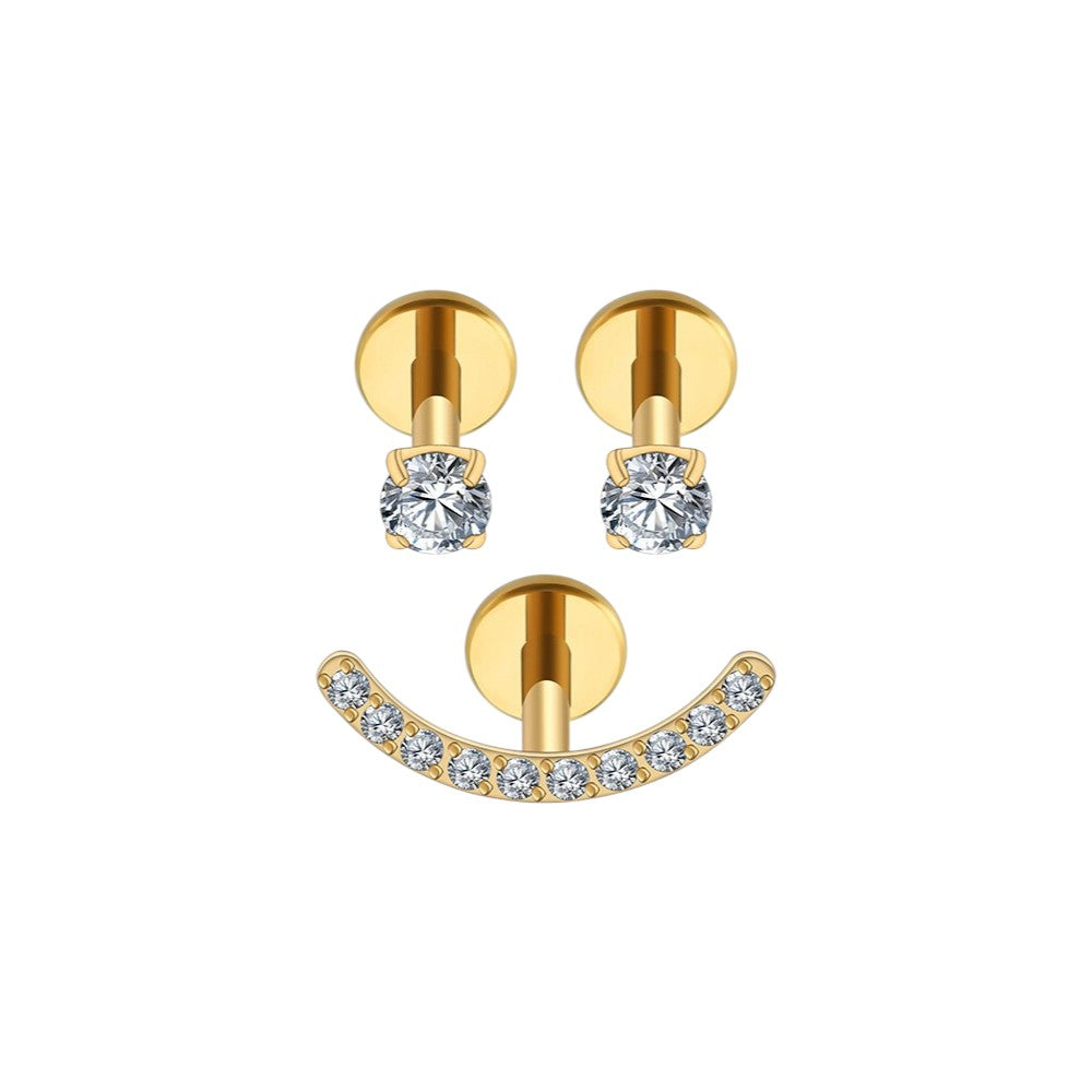 Implant Grade ASTM F136 Titanium Smiley Stones Internaly Threaded Labret