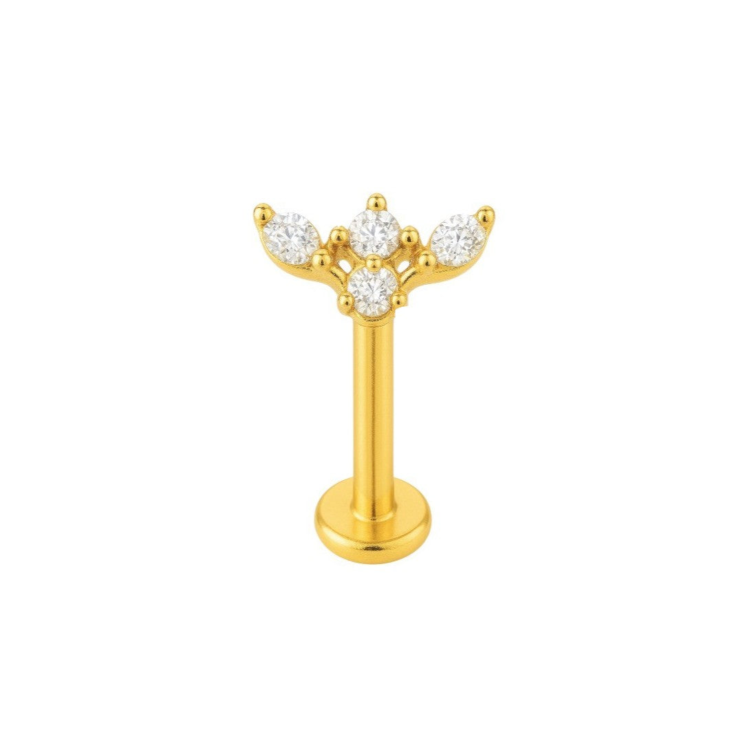 Implant Grade ASTM F136 Titanium 4 CZ Marquise Wing Internaly Threaded Labret