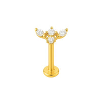 Implant Grade ASTM F136 Titanium 4 CZ Marquise Wing Internaly Threaded Labret