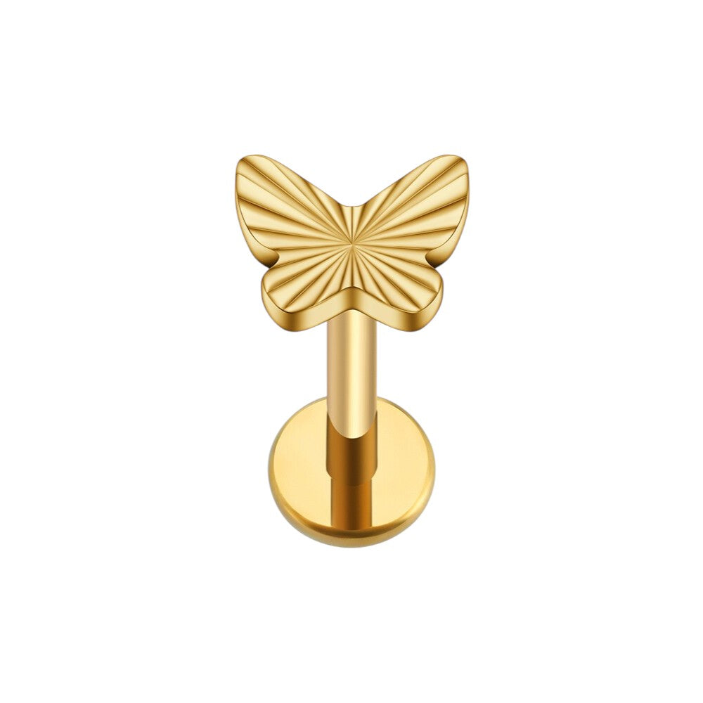 Implant Grade ASTM F136 Titanium Butterfly Ridge Internaly Threaded Labret