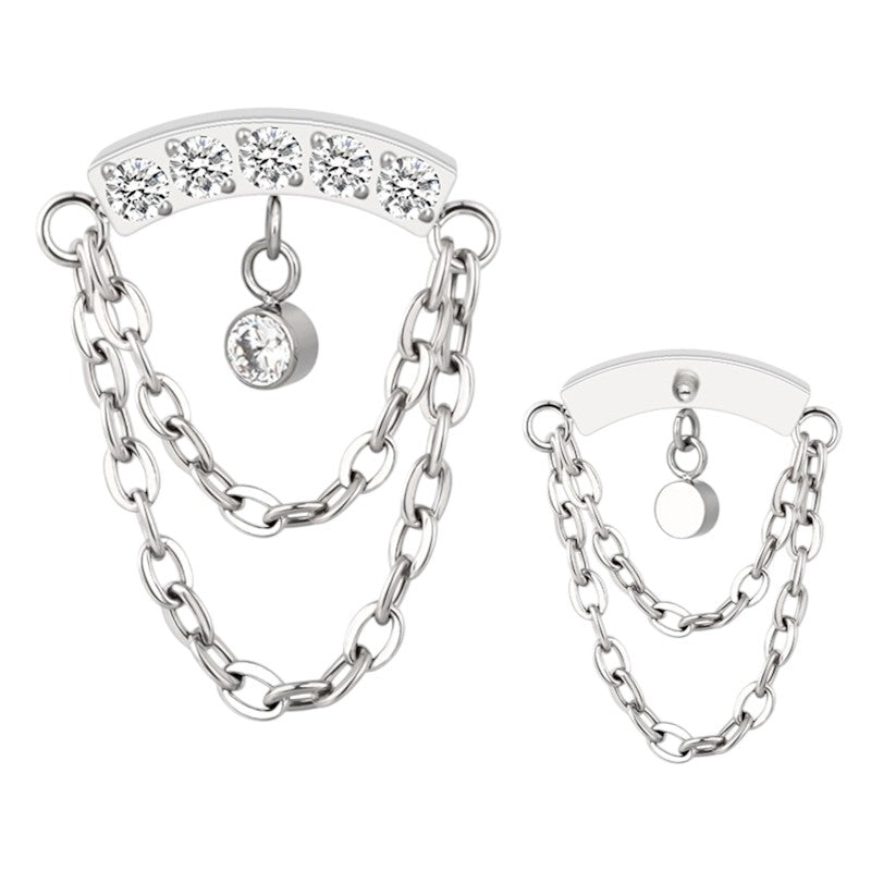 Implant Grade ASTM F136 Titanium Double Chain curved paved bar Internaly Threaded Labret
