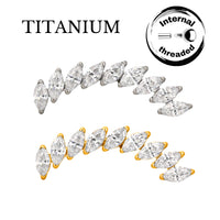 Implant Grade ASTM F136 Titanium 9 Marquise CZ Internaly Threaded Labret