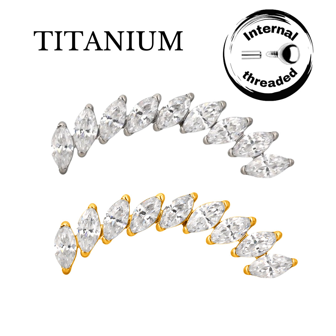 Implant Grade ASTM F136 Titanium 9 Marquise CZ Internaly Threaded Labret