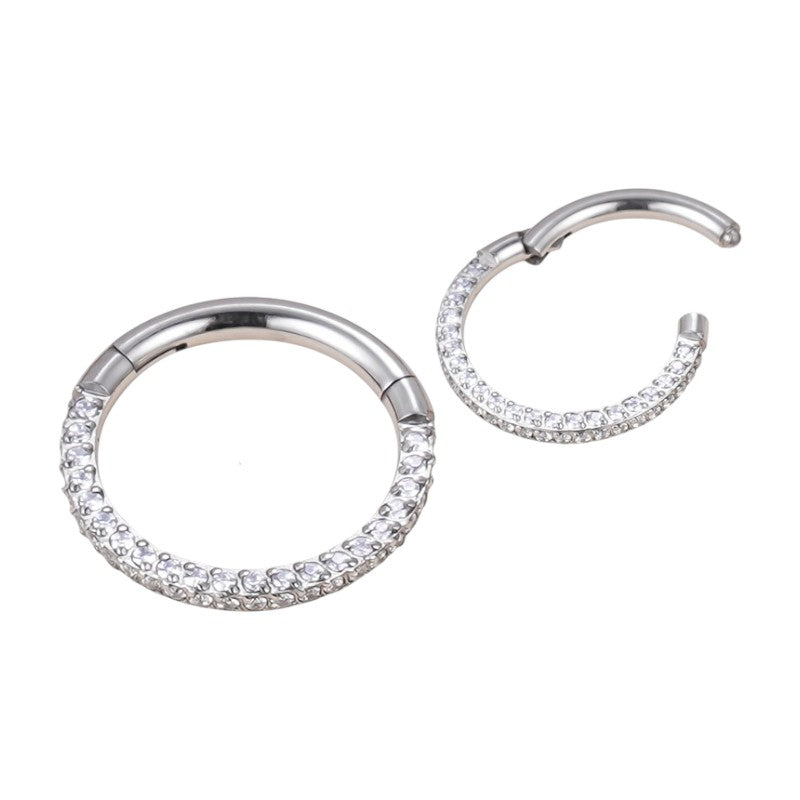Implant Grade ASTM F136 Titanium CZ Pave On 2 Face and Side Segment Clicker