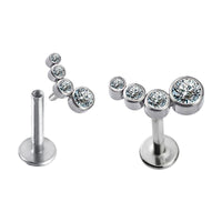 Implant Grade ASTM F136 Titanium 4 CZ Stone Cluster Internaly Threaded Labret