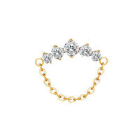 Implant Grade ASTM F136 Titanium 5 CZ Round With Chain Internaly Threaded Labret